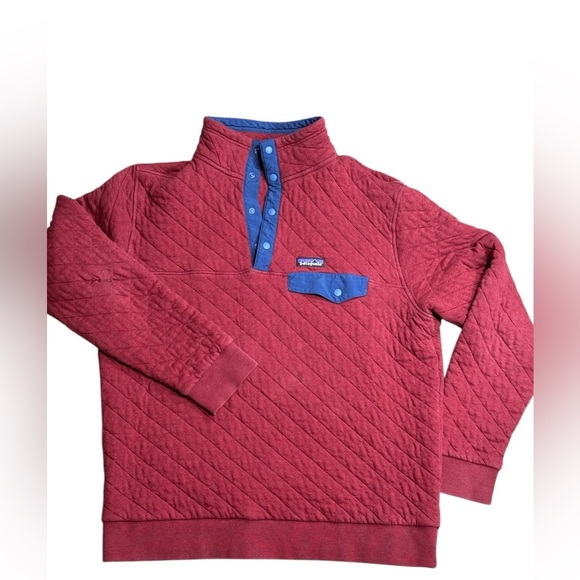 Patagonia Other - Patagonia Red Quilted Pullover with Blue Accents size L